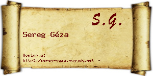 Sereg Géza névjegykártya